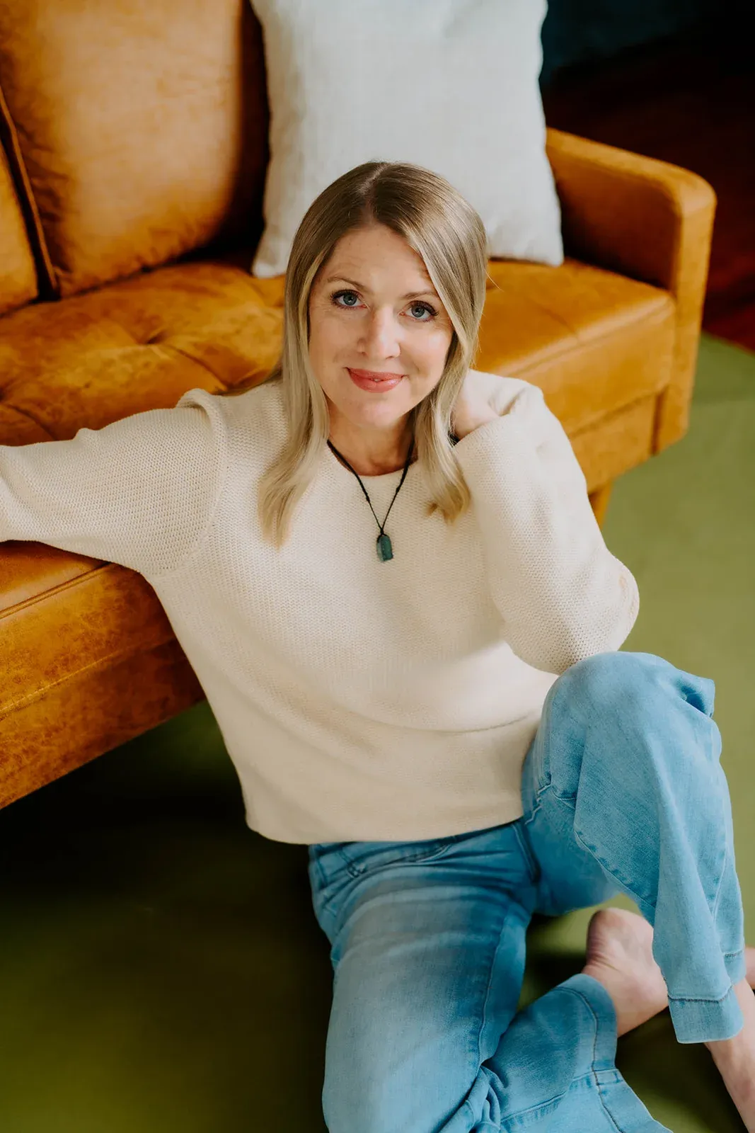 Julie Holly in a relaxed conversation setting