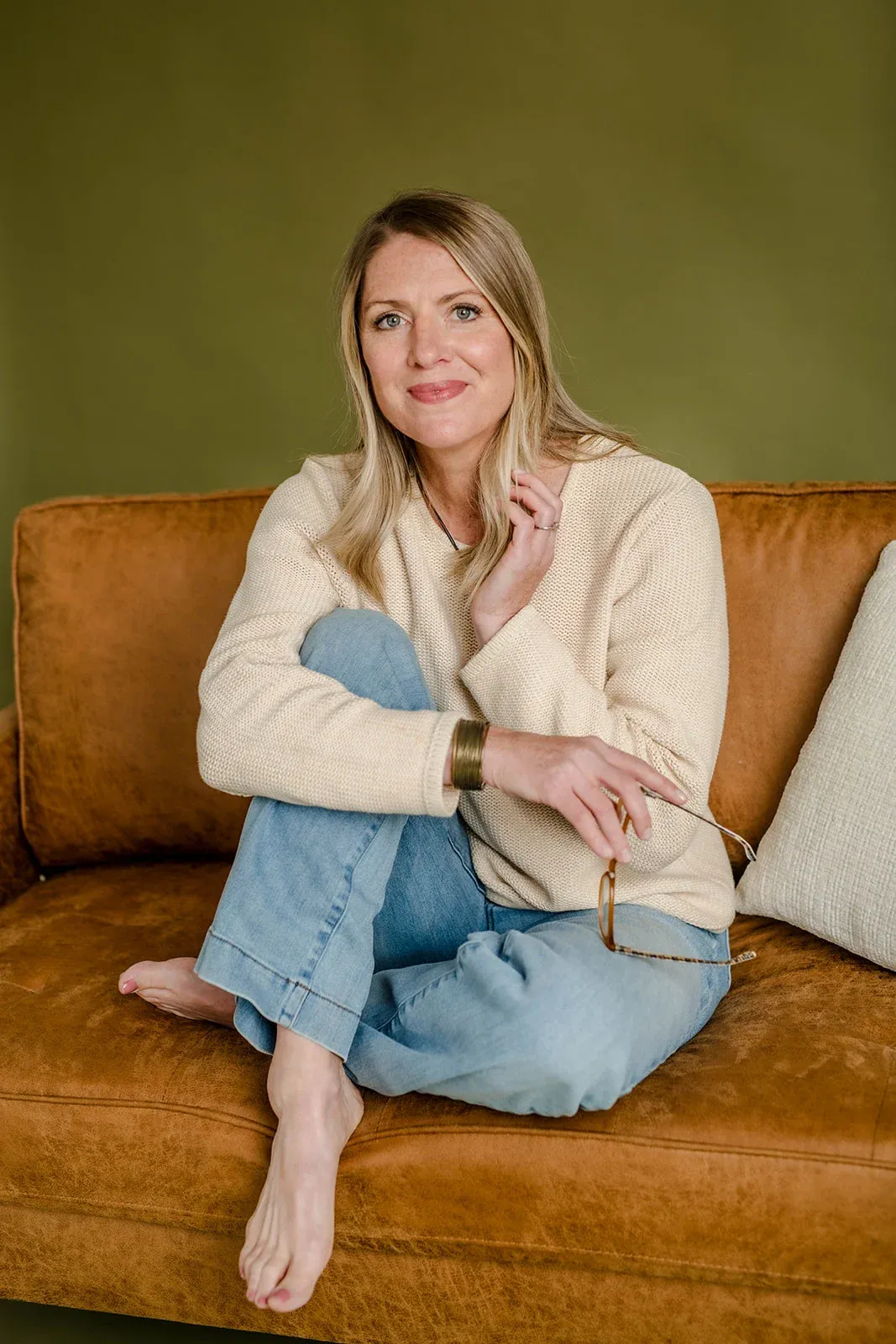 Julie Holly in a relaxed conversation setting